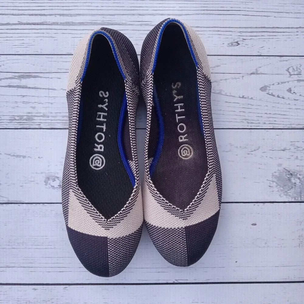 ROTHY'S Retired The Flat Captoe Buffalo Plaid Slip On Ballet Preppy Trendy Sz. 6